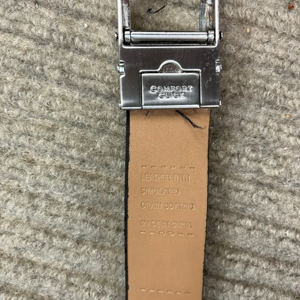 Comfort Click Mens Ratchet Belt Tan Brown Leather Adjustable Silver Buckle 46.5